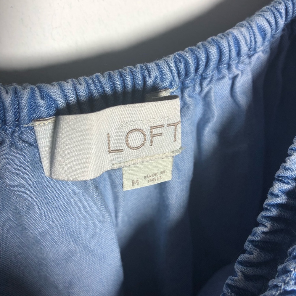 LOFT Blue Chambray Off the Shoulder Dress - Picture 6 of 7